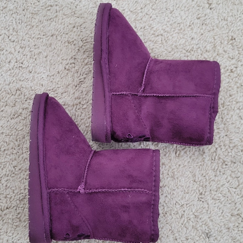 Dawgs Microfiber Boots Toddler 4/5 Purple Faux Shearling Memory Foam Slip Resist - Picture 6 of 9